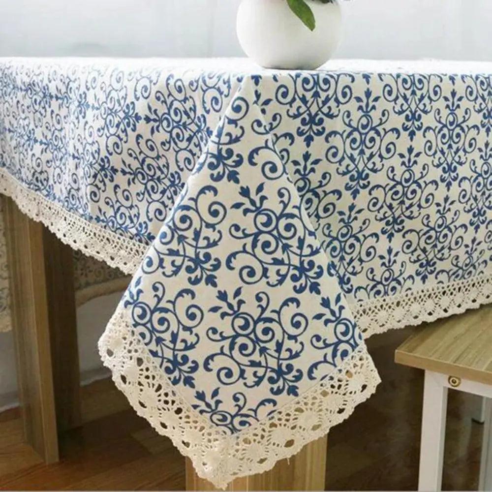 Toalha de Mesa Retro Flor Azul